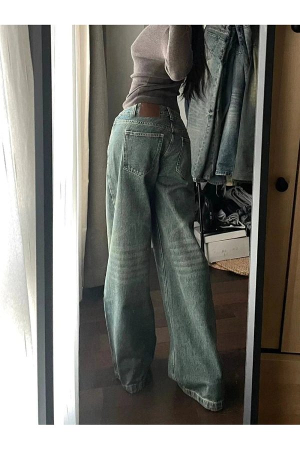 Vintage Washed Wide-Leg Jeans - Y2K Outfits for Women, Cute & Aesthetic