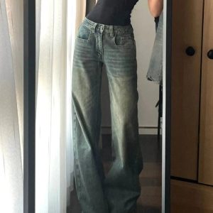 Vintage Washed Wide-Leg Jeans - Y2K Outfits for Women, Cute & Aesthetic