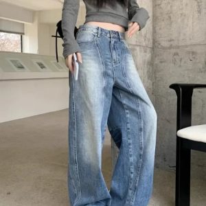 Vintage Washed Wide-Leg Jeans - Y2K Outfits for Women, Cute & Aesthetic