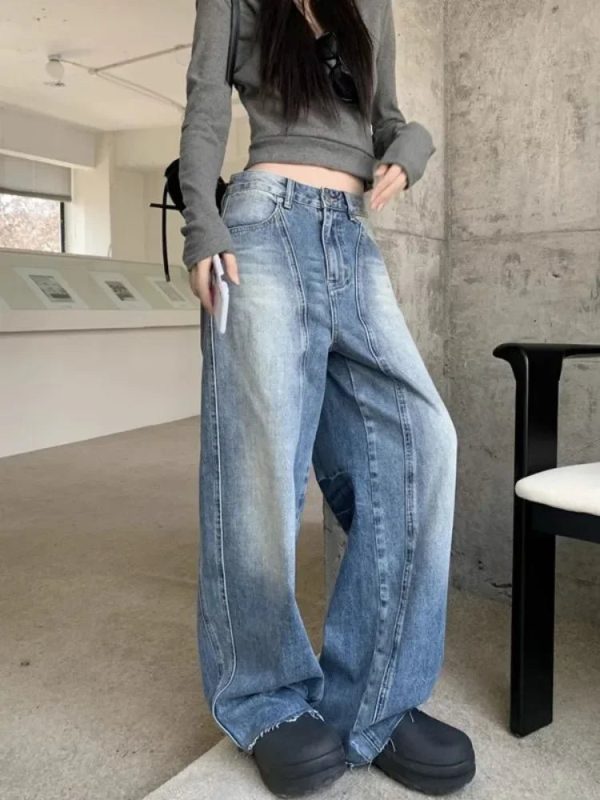 Vintage Washed Wide-Leg Jeans - Y2K Outfits for Women, Cute & Aesthetic