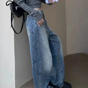 Vintage Washed Wide-Leg Jeans - Y2K Outfits for Women, Cute & Aesthetic