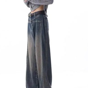 Vintage Washed Wide-Leg Jeans for Y2K Outfits, Emo & Club Styles