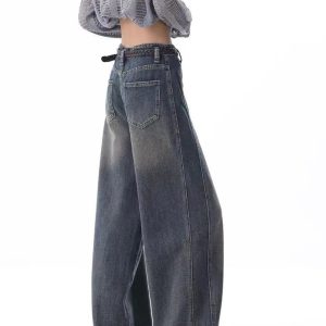 Vintage Washed Wide-Leg Jeans for Y2K Outfits, Emo & Club Styles