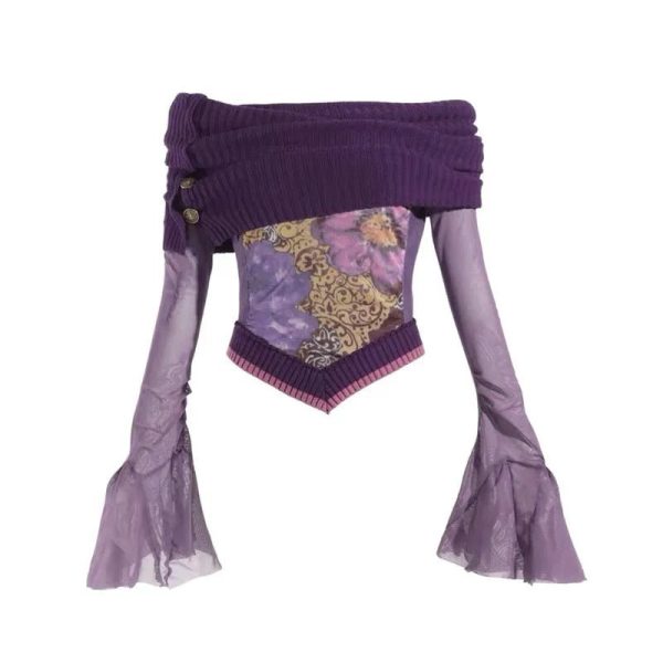 Violet Witch Velvet Top - Trendy Y2K Outfits for Women, Emo & Club Style