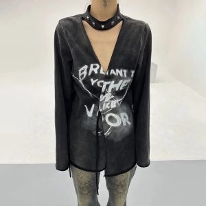 Void Graffiti Top - Trendy Y2K Outfits for Women, Emo & Club Style