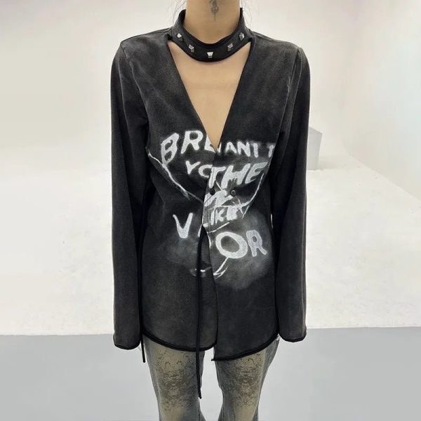 Void Graffiti Top - Trendy Y2K Outfits for Women, Emo & Club Style