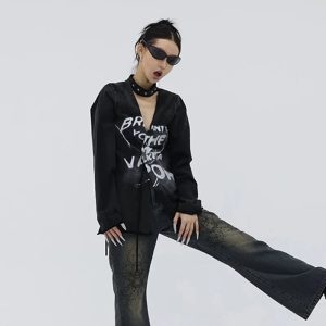 Void Graffiti Top - Trendy Y2K Outfits for Women, Emo & Club Style