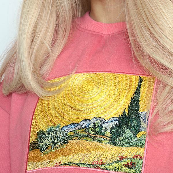 Wheat Field Cypresses Sweatshirt - Trendy Y2K Outfits for Women