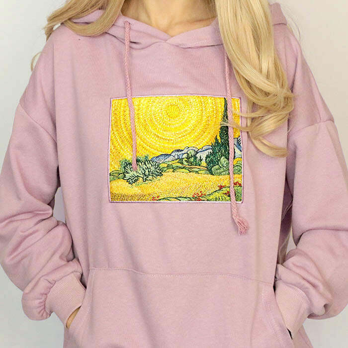 Wheat Field with Cypresses Hoodie - Trendy Y2K Outfits for Women