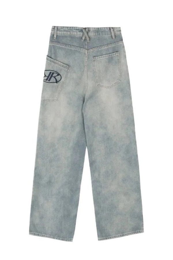 Y2K Loose Fit Logo Jeans - Trendy Y2K Outfits for Women & Girls