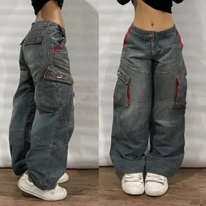 Y2K Oversized Pocket Jeans - Trendy Y2K Outfits for Women & Girls