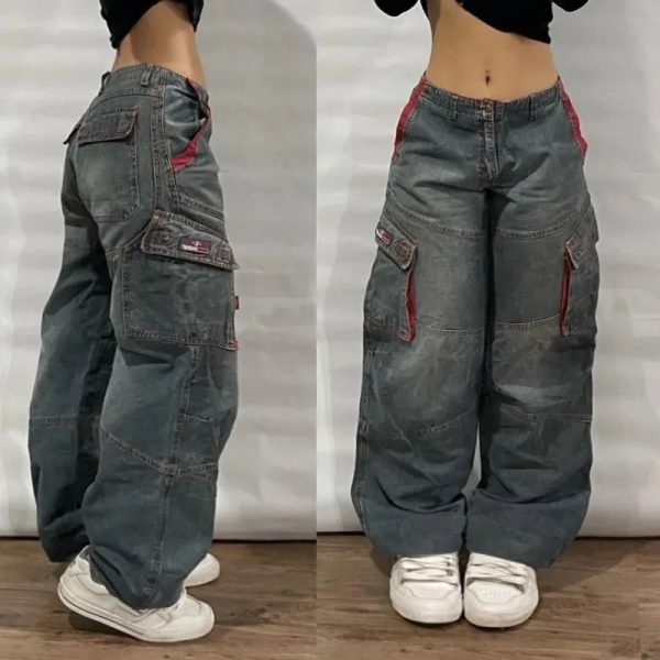 Y2K Oversized Pocket Jeans - Trendy Y2K Outfits for Women & Girls