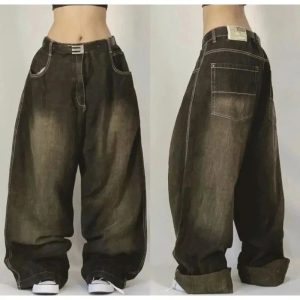 Y2K Oversized Pocket Jeans - Trendy Y2K Outfits for Women & Girls