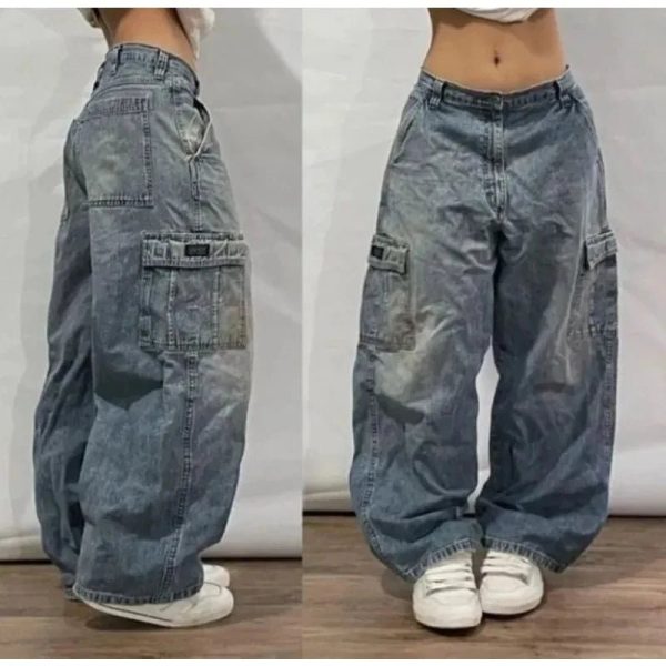 Y2K Oversized Pocket Jeans - Trendy Y2K Outfits for Women & Girls