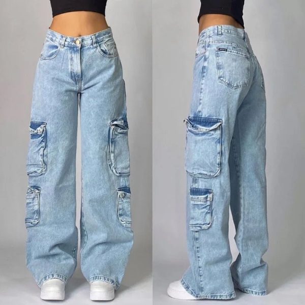 Y2K Oversized Pocket Jeans - Trendy Y2K Outfits for Women & Girls