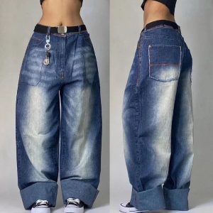 Y2K Oversized Pocket Jeans - Trendy Y2K Outfits for Women & Girls