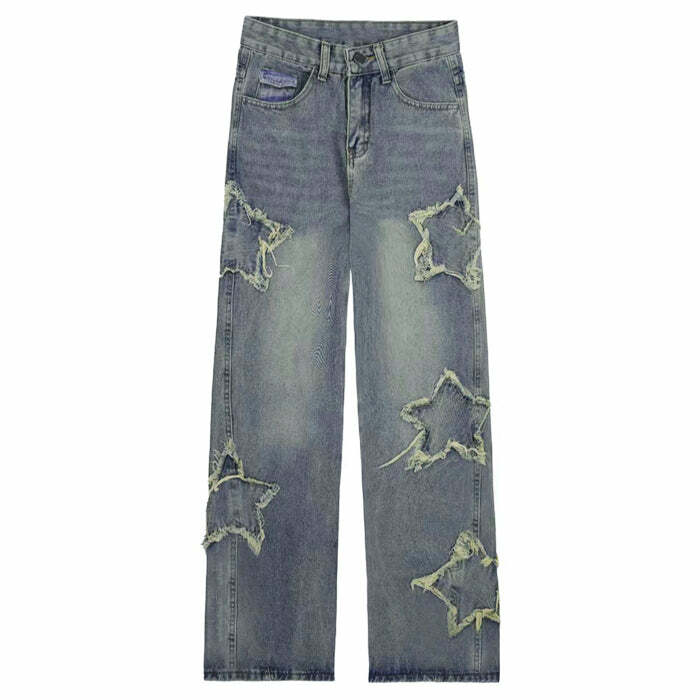 Y2K Star Baggy Jeans - Trendy Y2K Outfits for Women, Emo & Grunge Styles