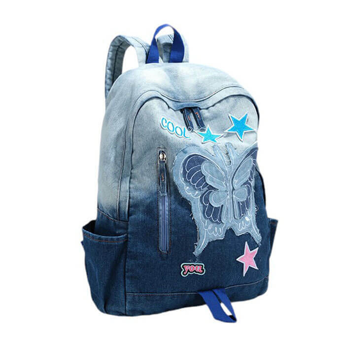 Y2K Style Butterfly Denim Backpack - Trendy Y2K Outfits for Women